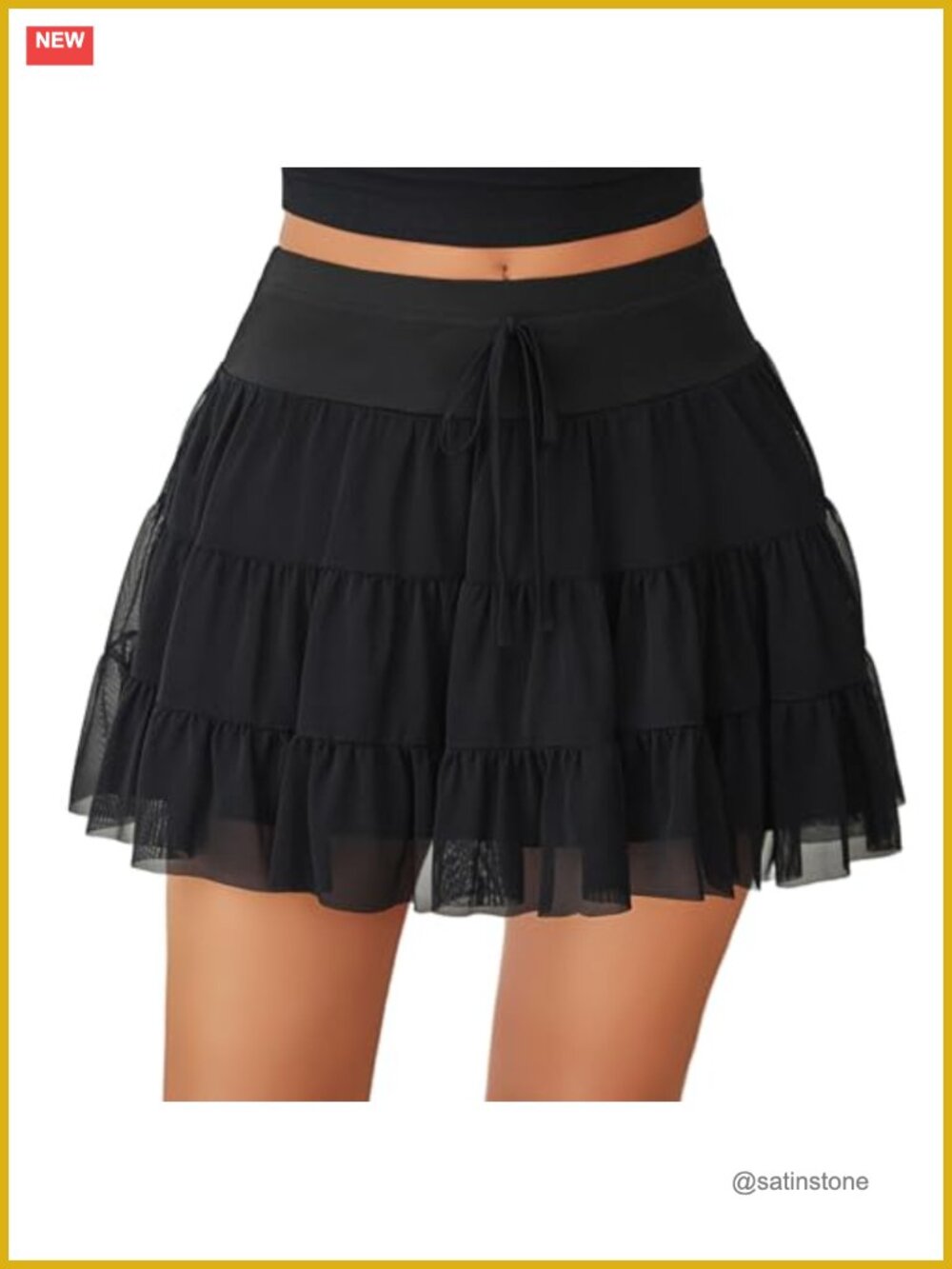 Mesh Ruffle Mini Skirt Y2K Layered High Waist Women's Night Out